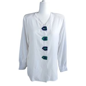Pierre Cardin Paris Vintage White Button Down Shirt Size Small